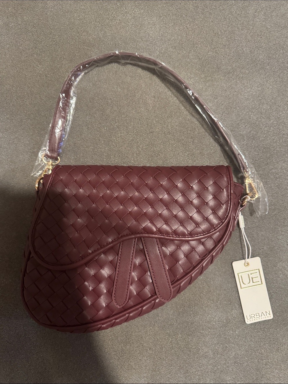 NWT Urban Expressions Burgundy Woven Shoulder Bag